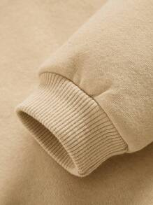 嬰兒男童休閒長袖圓領毛衣,無圖案,適合秋冬季穿著 - 卡其色 - 查看 3