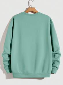 Manfinity VCAY Loose Fit Men's Embroidered Letter Pattern Thermal Lined Sweatshirt, For Fall Winter - Mint Green - View 2