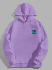 Manfinity VCAY Nam Đồ họa Hoạt hình Lót nhiệt Hoodie - Màu Lilac Tím - Xem 3