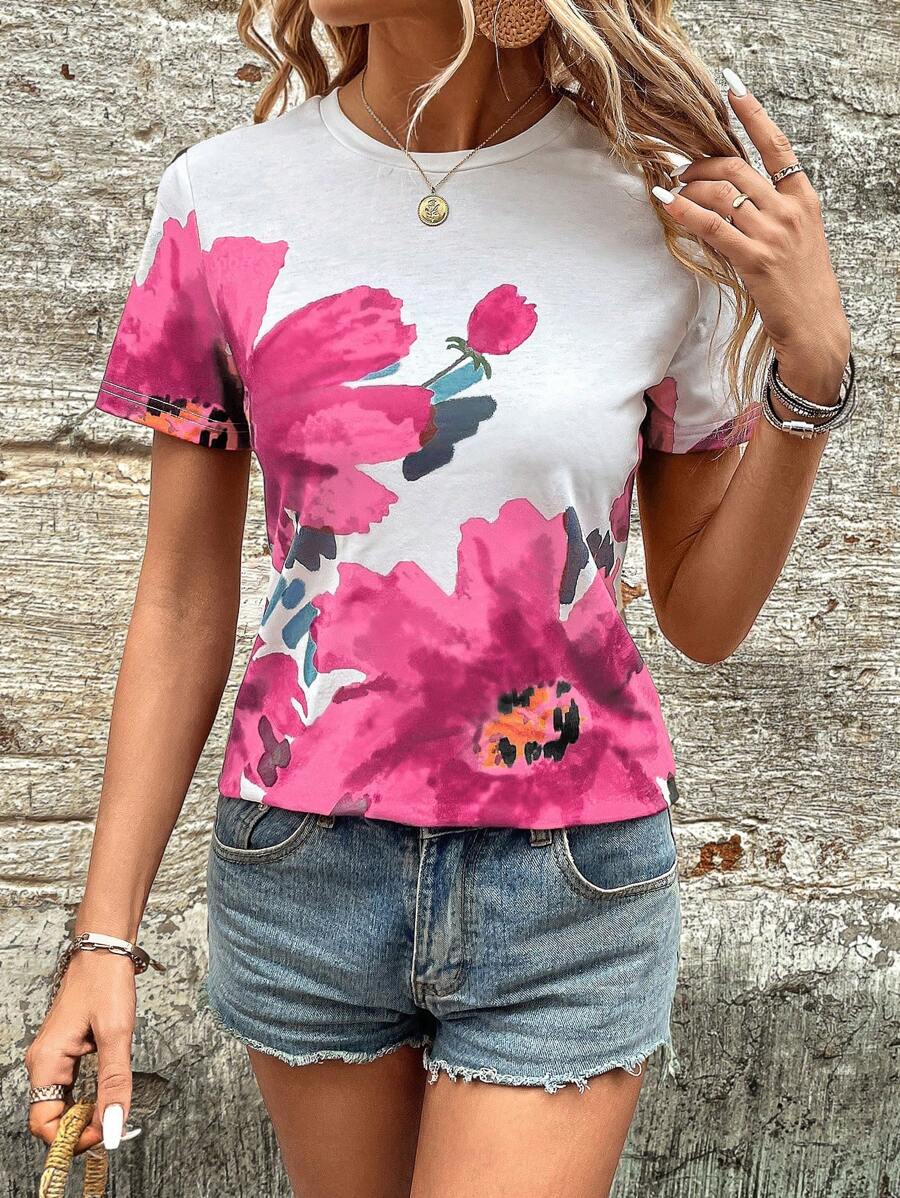 Breezaya Camiseta con estampado floral - Blanco - Ver 1