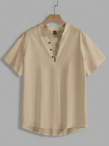 GENTILAND 男士大碼襯衫 - 卡其色 - 查看 1