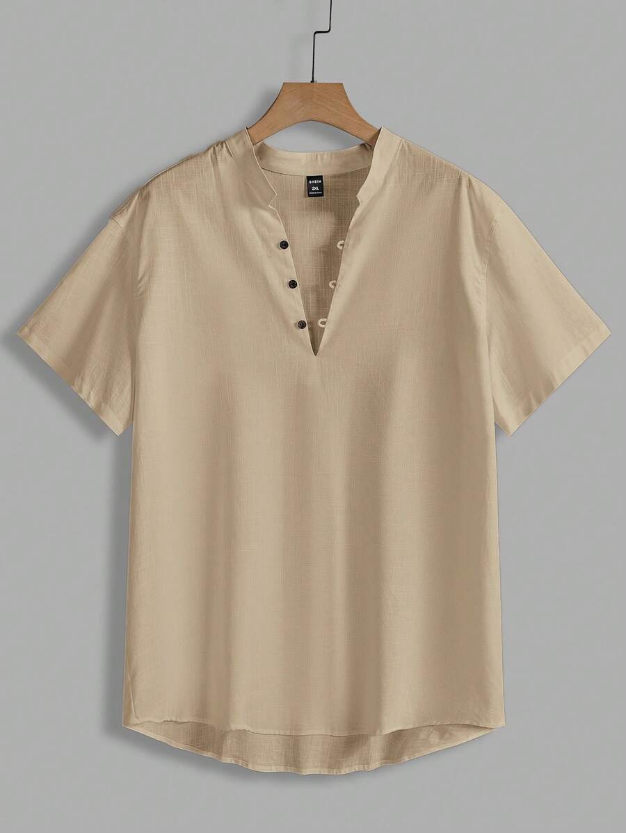 GENTILAND 男士大碼襯衫 - 卡其色 - 查看 1