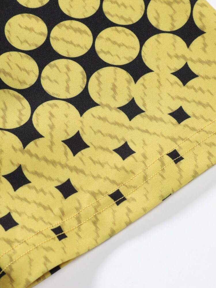 Men Plus Polka Dot Polo Shirt & Drawstring Waist Shorts