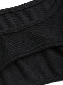 DAZY Solid Super Crop Top Without Tube Top - Black - View 3
