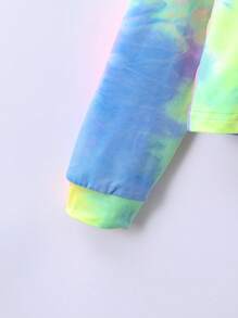 SHEIN Sparklyn Tween Girl Tie Dye Letter Graphic Hooded Crop Sweatshirt - Multicolor - View 5