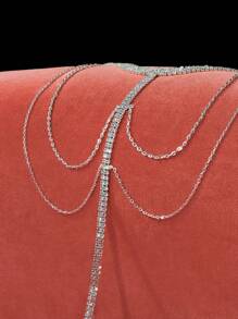 SHEIN SXY 多層水鑽裝飾腿鏈 - 銀色 - 查看 7