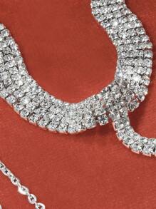 SHEIN SXY 多層水鑽裝飾腿鏈 - 銀色 - 查看 8