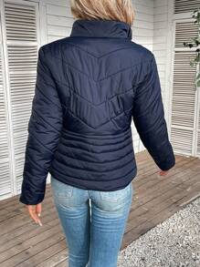 SHEIN Frenchy Áo khoác đệm ấm mùa đông có khóa kéo dành cho nữ - Màu xanh lam - Xem 2