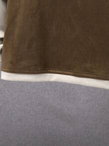 SHEIN Tween Boy Color Block Raglan Sleeve 2 In 1 Pullover - Camel - View 4