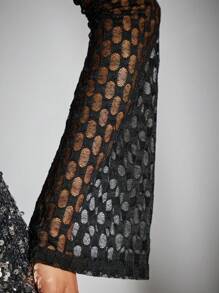SHEIN BAE Tie Trước Top Cây trồng - màu đen - Xem 4