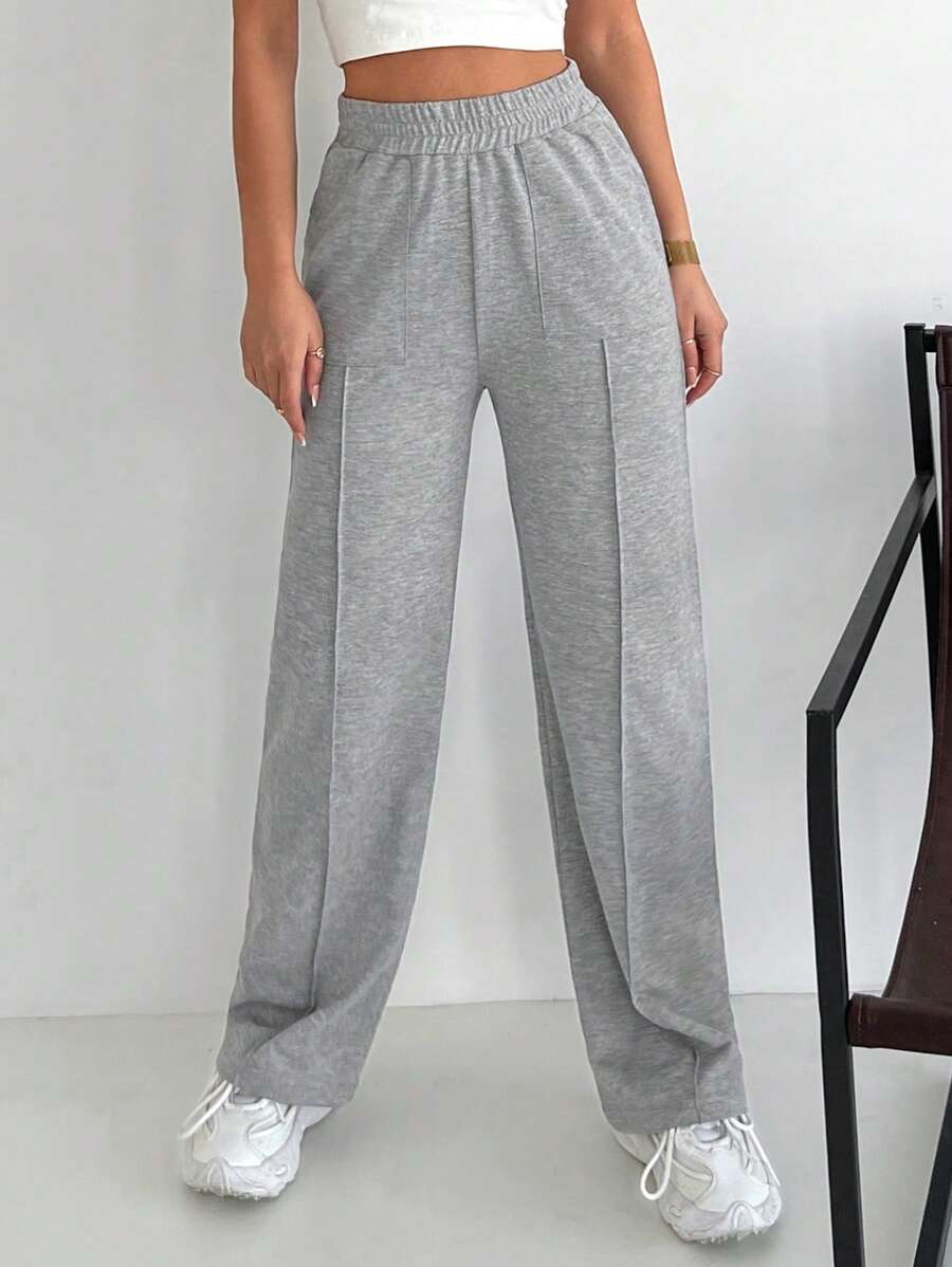 Cottnline Pantalon de jogging à taille élastique unicolore