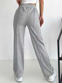 Cottnline Pantalon de jogging à taille élastique unicolore