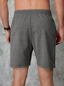 RueChic Men Drawstring Waist Shorts - Dark Grey - View 2
