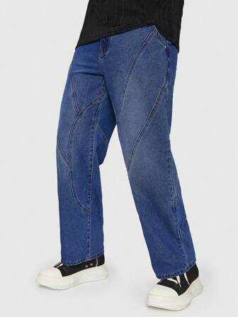 Hombres Jeans de pierna recta con bolsillo oblicuo