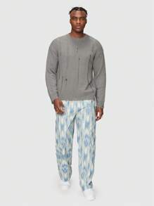 ROMWE MEN Grunge Punk 男士素色破洞毛衣 - 灰色 - 查看 2