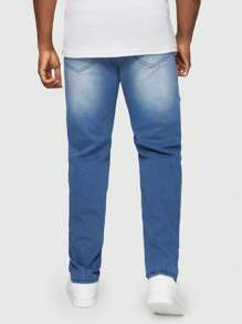 ROMWE MEN Goth Guys Cross Graphic Ripped Jeans - Medium Wash - View 3