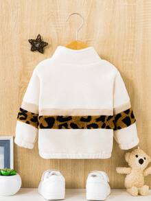 SHEIN Đứa bé gái In hoa Báo Áo khoác - trắng - Xem 2