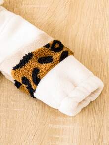 SHEIN Đứa bé gái In hoa Báo Áo khoác - trắng - Xem 5