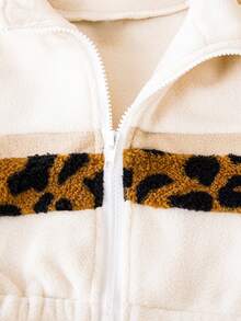 SHEIN Đứa bé gái In hoa Báo Áo khoác - trắng - Xem 6