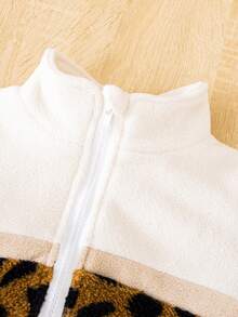 SHEIN Đứa bé gái In hoa Báo Áo khoác - trắng - Xem 7