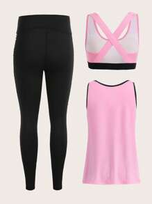 SHEIN Cheerettes Women's Digital Printed Fitness Sportswear Set Gym Clothes Workout Clothes Workout Women Set Women Leggings Set - Multicolor - View 2