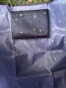 Large Capacity Portable Foldable Shopping Bag With Star & Moon Pattern, Stars Hollow Women Bag - Multicolor - View 4