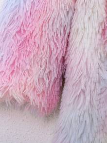 SHEIN Tween Girl 1pc Tie Dye Open Front Fuzzy Coat - Multicolor - View 3