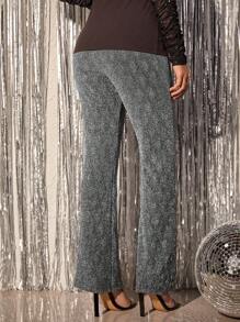 SHEIN 孕婦可調節腰圍喇叭褲 - 銀色 - 查看 2