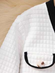 SHEIN 女大童拼接邊翻蓋細節夾克&喇叭褲 - 黑與白 - 查看 5