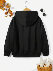 Áo nỉ tay trễ in hình thỏ và khẩu hiệu dành cho thiếu nữ - màu đen - Xem 2