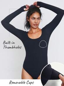 GLOWMODE Featherfit™ 方領連體衣,帶拇指孔 - 黑色 - 查看 3