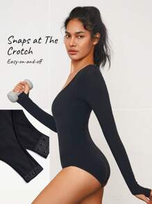 GLOWMODE Featherfit™ 方領連體衣,帶拇指孔 - 黑色 - 查看 4