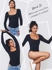 GLOWMODE Featherfit™ 方領連體衣,帶拇指孔 - 黑色 - 查看 5