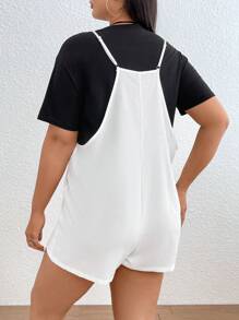 SHEIN EZwear Plus Patched Pocket Cami Romper Without Tee