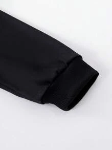 SHEIN Cô gái Tween Đồ họa Hình Tay Raglan Đầm nỉ - màu đen - Xem 3