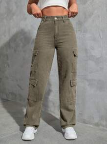 SHEIN Tall Jeans cargo con bolsillo lateral con solapa