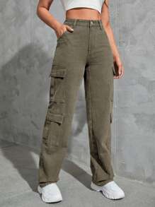 SHEIN Tall Jeans cargo con bolsillo lateral con solapa