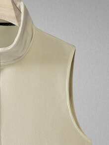 男士拉鏈開襟無袖搖粒絨夾克背心 - 卡其色 - 查看 3