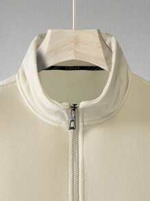 男士拉鏈開襟無袖搖粒絨夾克背心 - 卡其色 - 查看 4