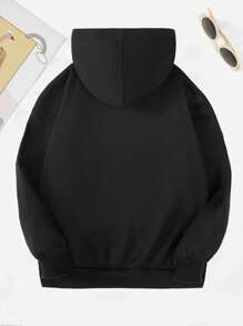 SHEIN Leap Crew Teen Girl Bear & Letter Graphic Sweatshirt,In Fall/Winter - Black - View 2