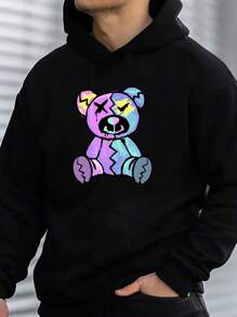 Manfinity RebelGame Nam Đồ họa Hoạt hình Hoodie - màu đen - Xem 3