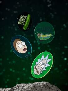 Rick and Morty X SHEIN 4入組卡通圖案杯墊套裝 - 彩色 - 查看 3
