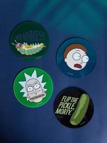 Rick and Morty X SHEIN 4入組卡通圖案杯墊套裝 - 彩色 - 查看 2