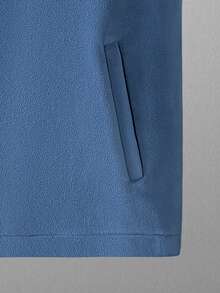 Men Zip Up Sleeveless Fleece Vest Jacket - Blue - View 3