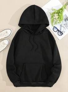 INAWLY 蝴蝶和字母圖案抽繩加絨內裏連帽衫