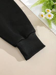 INAWLY 蝴蝶和字母圖案抽繩加絨內裏連帽衫