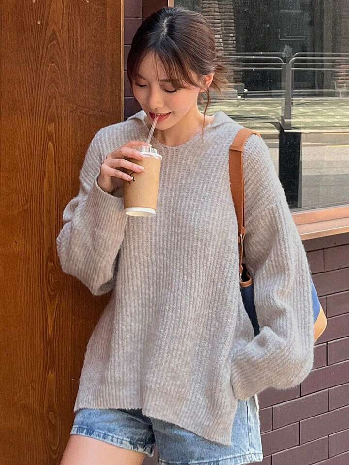 DAZY Drop Shoulder Split Hem Sweater | SHEIN UK