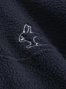 DAZY Cartoon Embroidery Half Zip Sweatshirt - Navy Blue - View 9