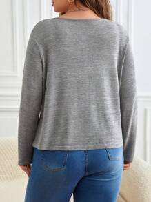 SHEIN Frenchy Talla grande Cazadora con botón delantero - Gris - Ver 2