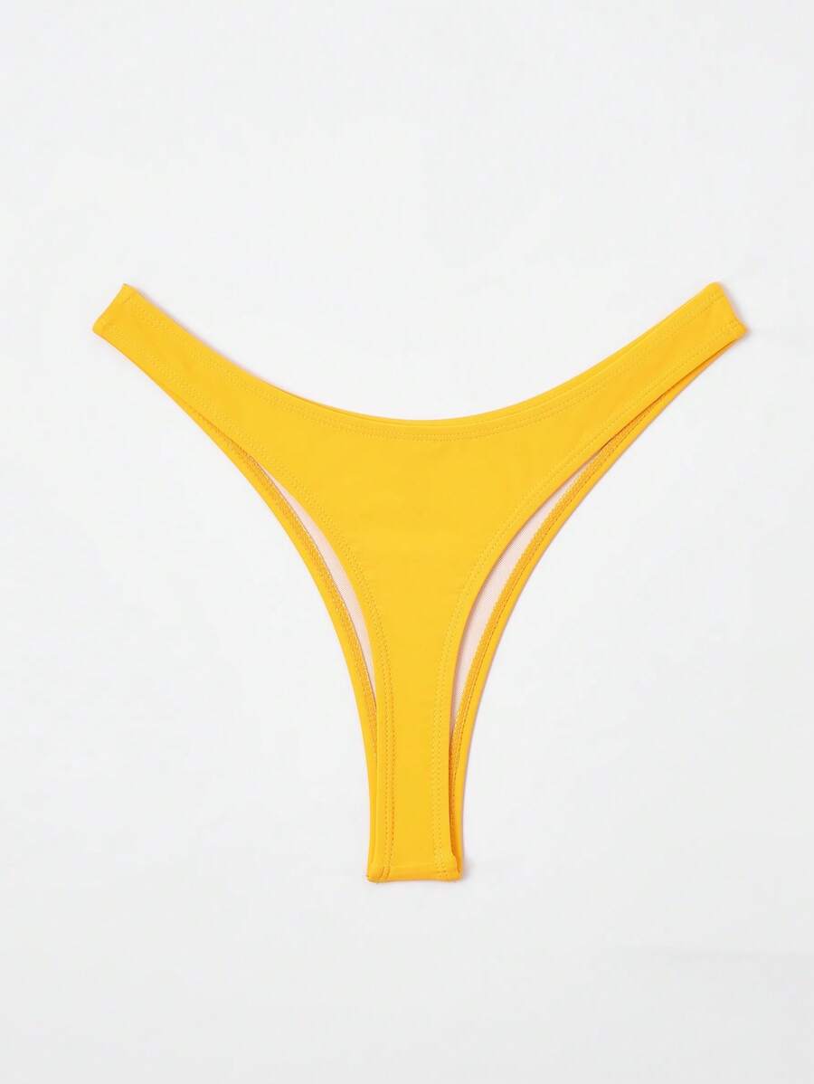SHEIN Swim Summer Beach High Cut Bikini Panty - Orange - View 1